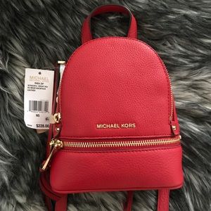 Michael Kors Rhea Red Leather Mini backpack